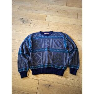 Vintage Chartwell Sweater Abstract Pattern Knit Crewneck Pullover‎